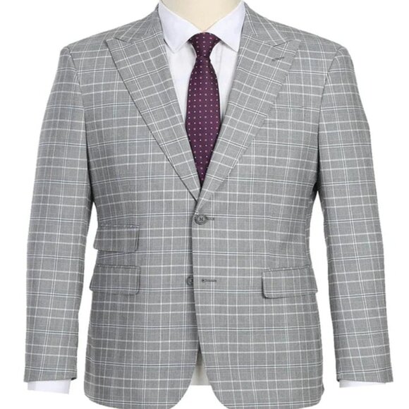 Light Grey Suit - Silver Gray Suit For Wedding - Mens Designer Two Button Slim F - Picture 1 of 3